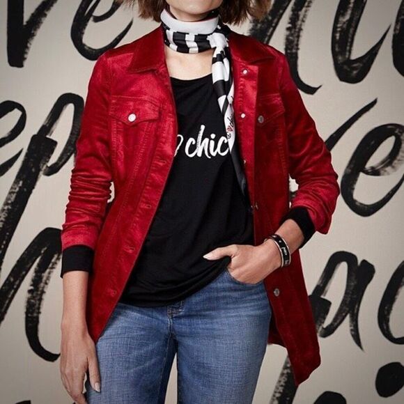 CHICO’S Elongated Velveteen Jacket (Sz 1) - Picture 1 of 9